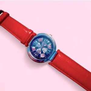 Bijoux Terner Red Strap Watch with Silver-Tone Case